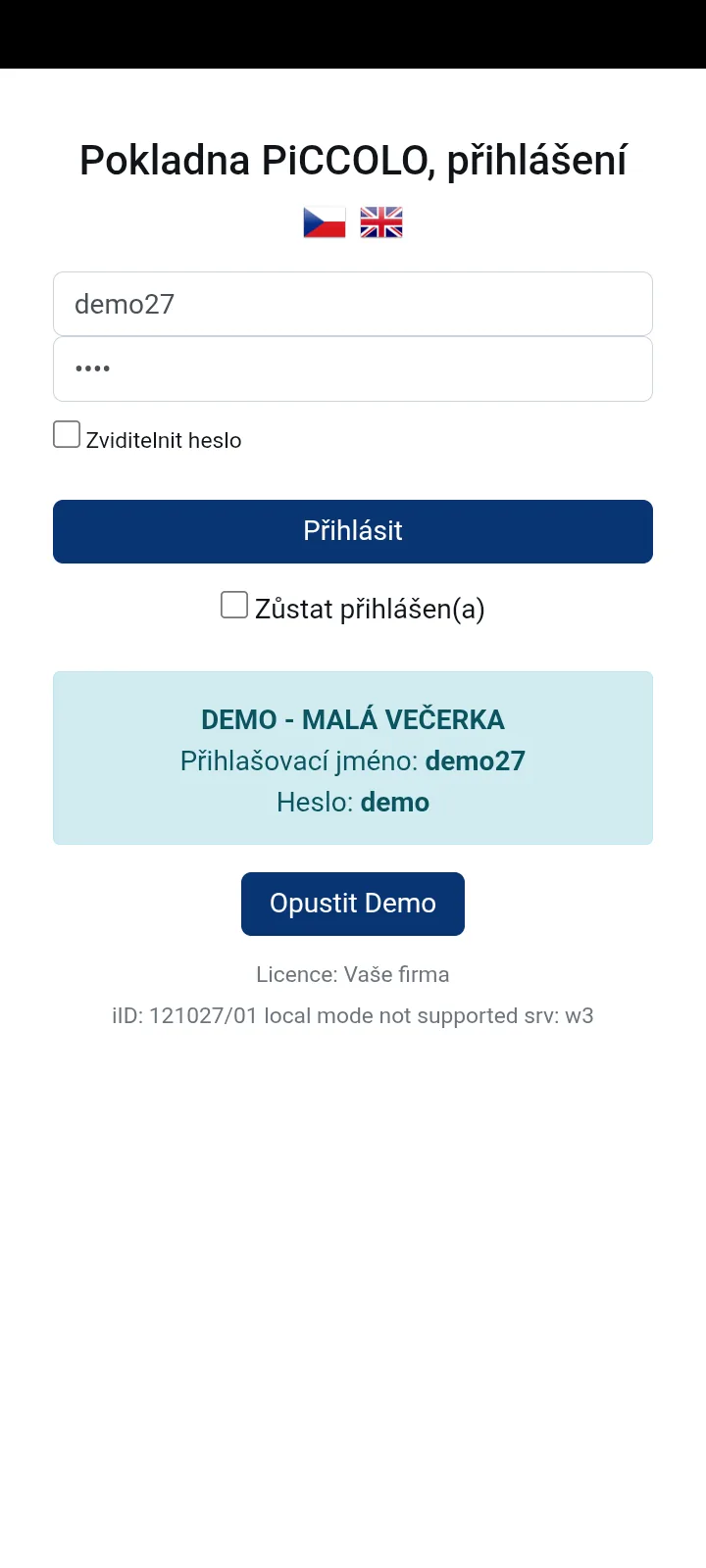 Přihlášení do DEMA s předvyplněnými údaji