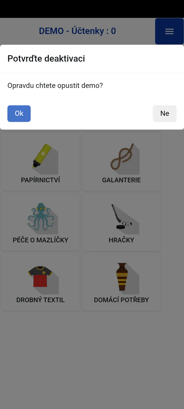 Potvrzení opuštění dema